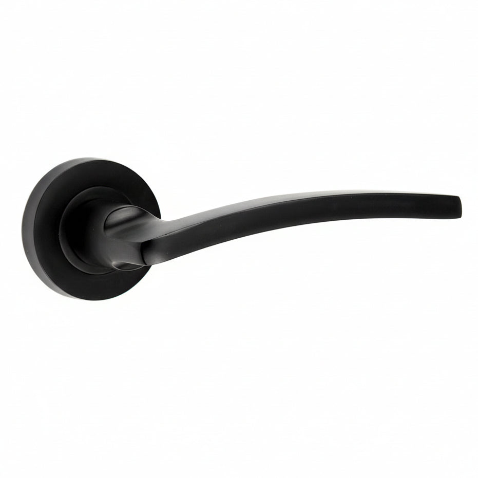 Nero JMB700 Matt Black Noir Lever on Rose Door Handles