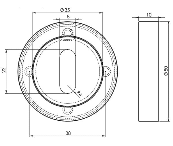Nero JMB503 Matt Black Keyhole Escutcheon 50mm