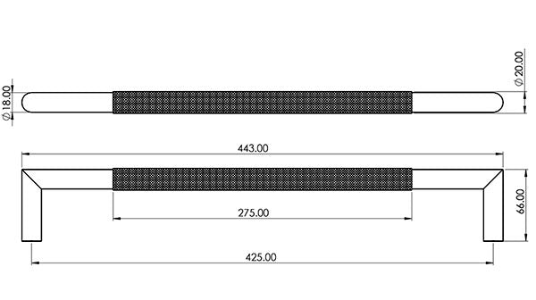 Nero JMB8 Matt Black Mitred Knurled Pull Handle 443mm