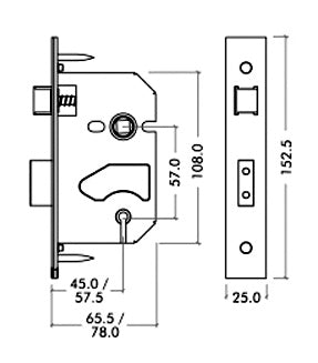 Keyed Alike 3 Lever UK Replacement Sashlock Stainless Steel