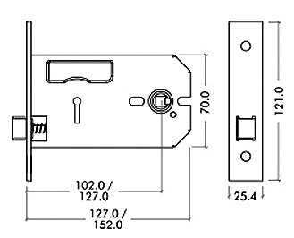 Horizontal Mortice Latch Stainless Steel