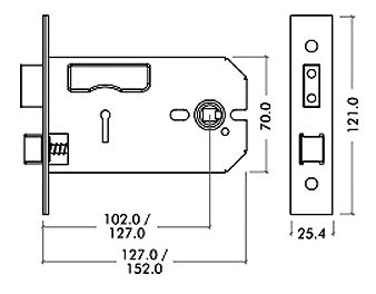 Horizontal 3 Lever Mortice Lock
