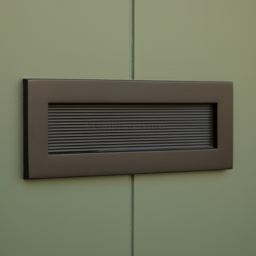 Heritage RR852 Matt Bronze Reeded Letter Plate 254x101mm