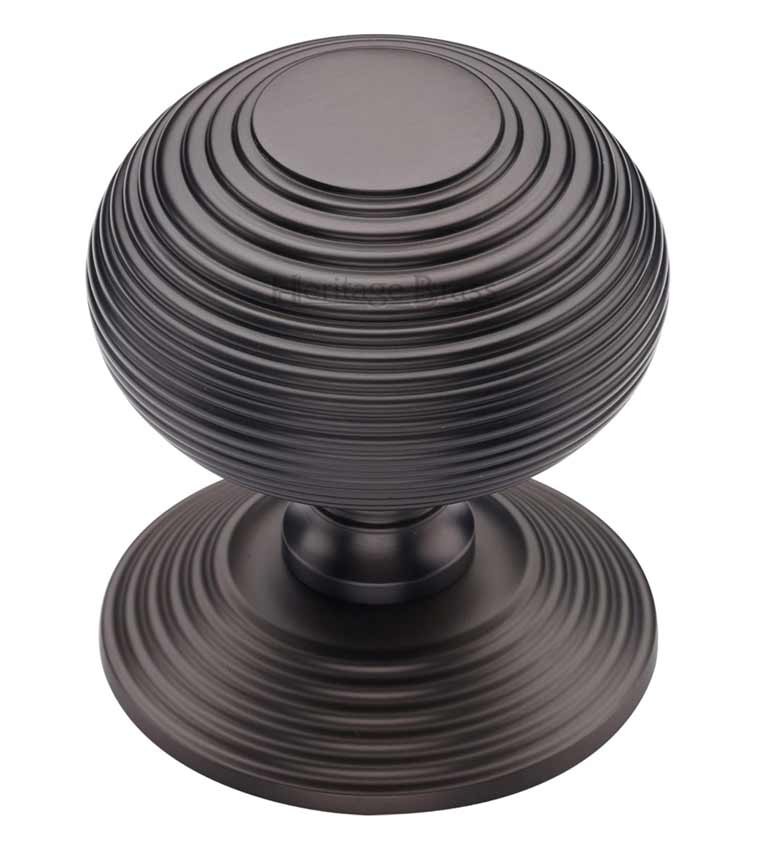 Heritage RR906 Matt Bronze 76mm Reeded Centre Door Knob