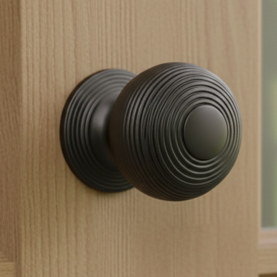 Heritage RR906 Matt Bronze 76mm Reeded Centre Door Knob
