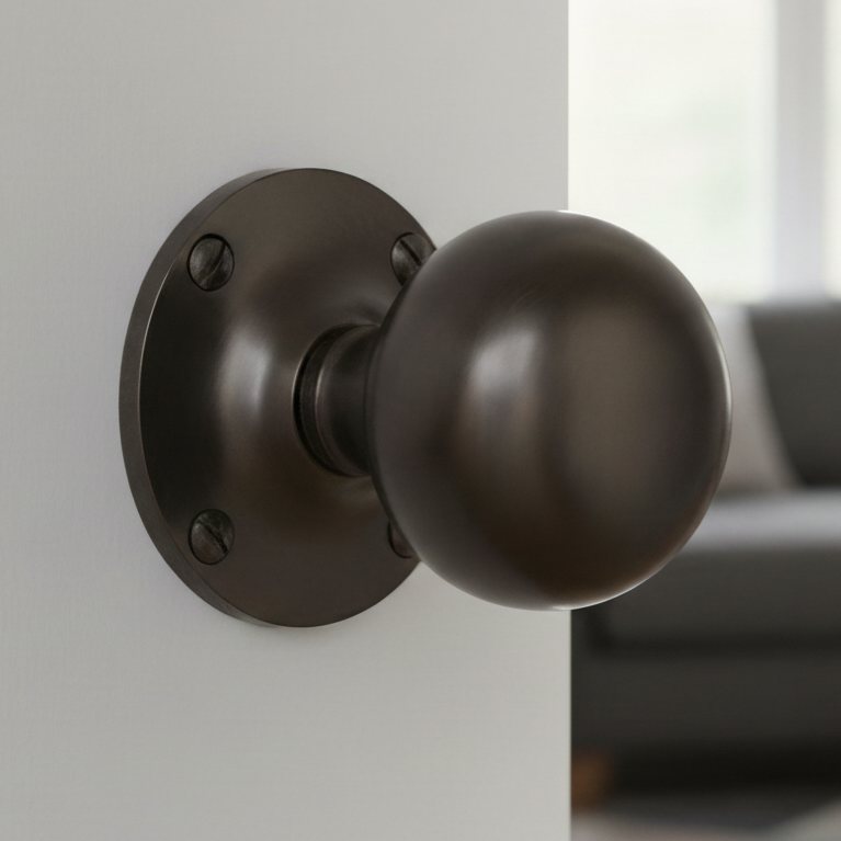 Matt Bronze Westminster Round Mortice Knobs 64mm