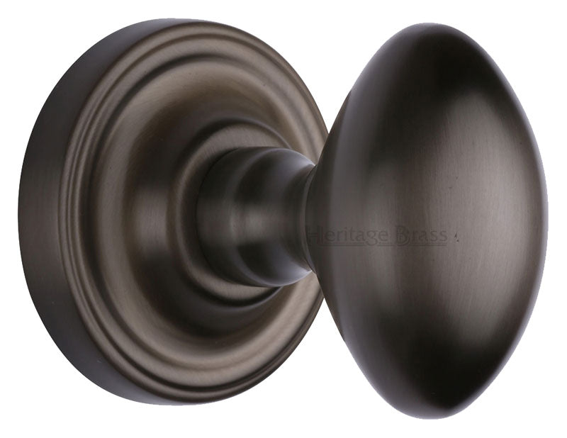 Matt Bronze Chelsea Oval Mortice Door Knobs 63mm