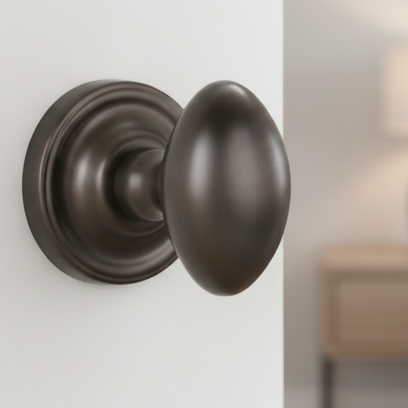 Matt Bronze Chelsea Oval Mortice Door Knobs 63mm