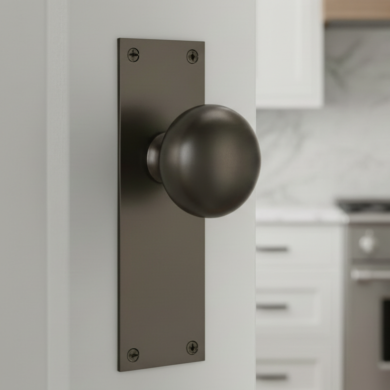 Matt Bronze Balmoral Knob on Latch Plate