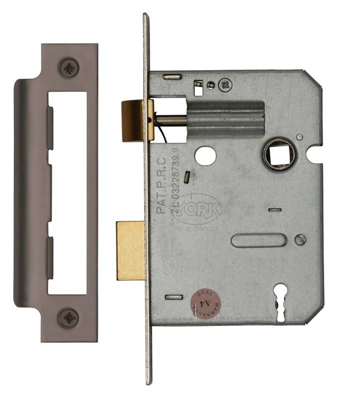 York 3 Lever Mortice Sashlock Matt Bronze