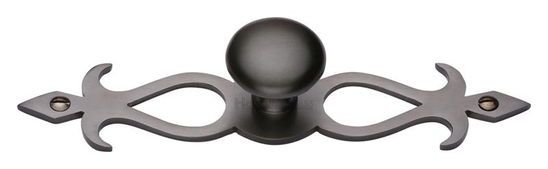 Matt Bronze Round Cupboard Knob on Decorative Plate
