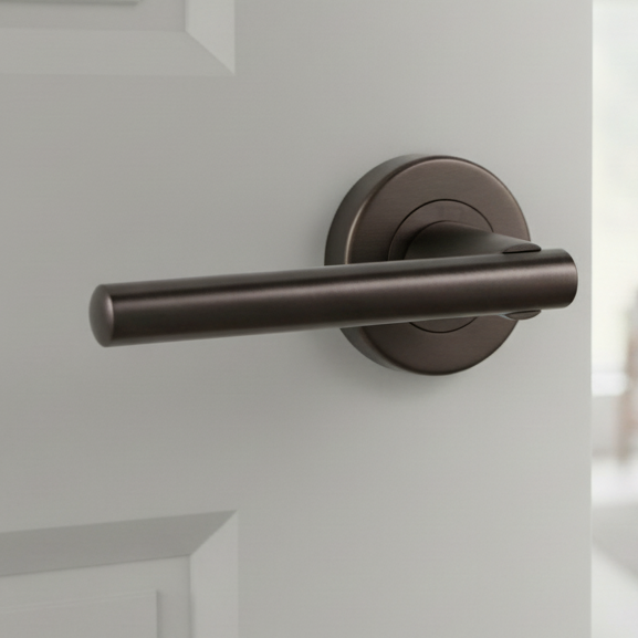 Matt Bronze Challenger Lever on Rose Door Handles