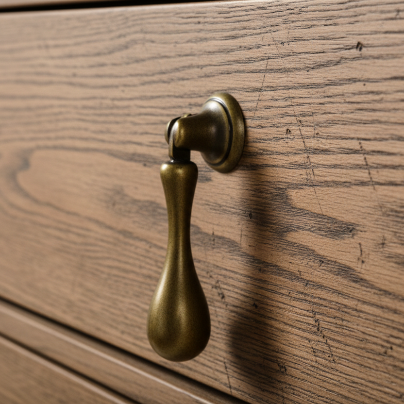 Distressed Brass Classic Cabinet Drop Pull 63mm