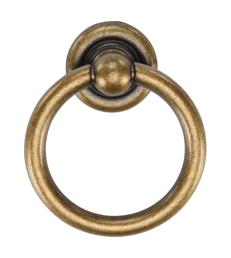 Distressed Brass Classic Round Drop Cabinet Pull 52mm