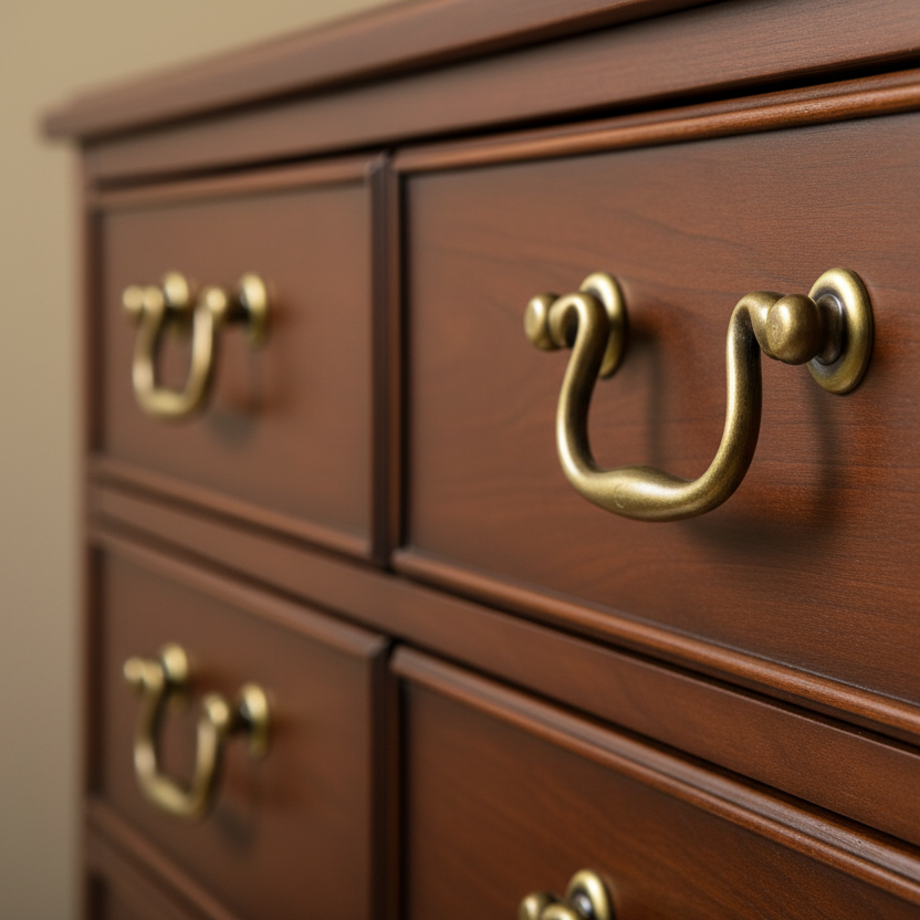 Distressed Brass Swan Drawer Pull Handle 115mm