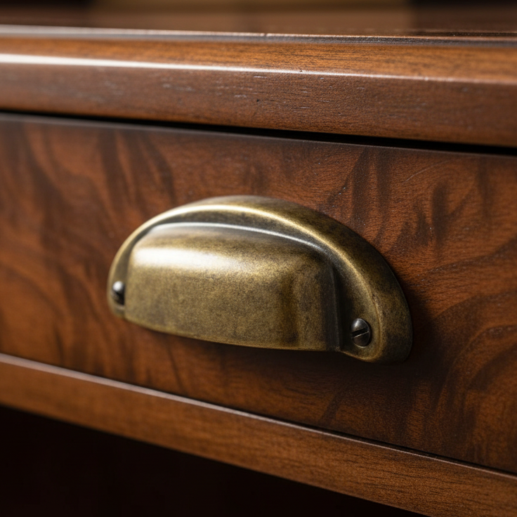 Distressed Brass Classic Drawer Pull 97mm