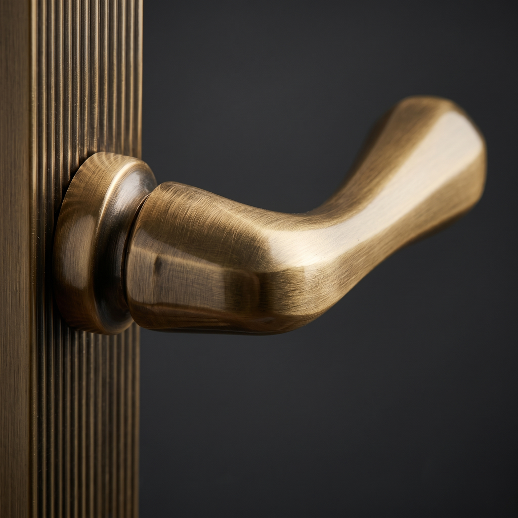Charlbury Reeded Antique Brass Keyhole Door Handles RR3000