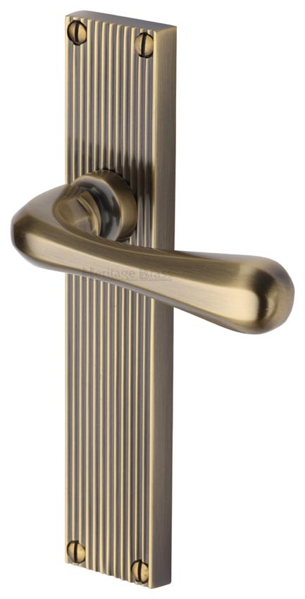 Charlbury Reeded Antique Brass Latch Door Handles RR3010