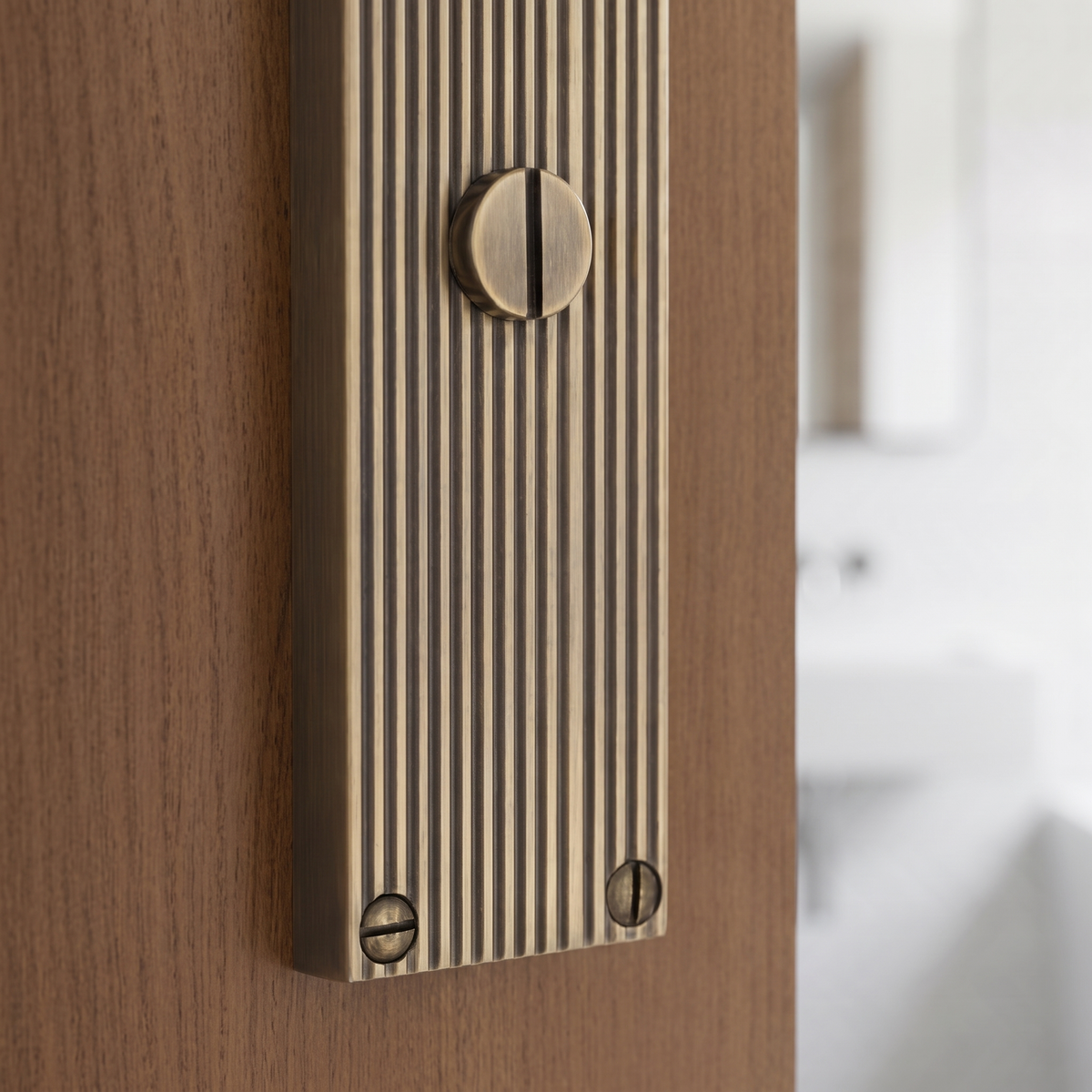Charlbury Reeded Antique Brass Bathroom Door Handles RR3030