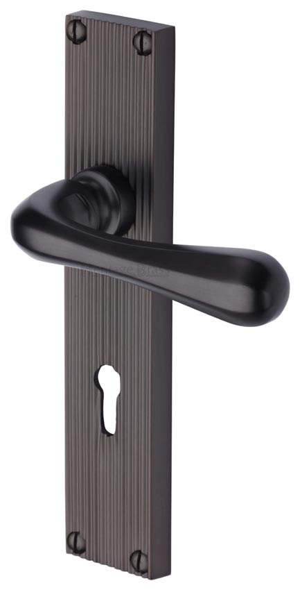 Charlbury Reeded Matt Bronze Keyhole Door Handles RR3000