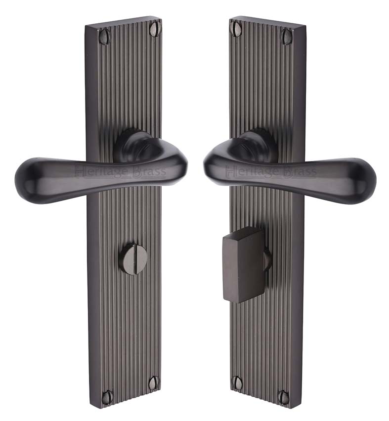 Charlbury Reeded Matt Bronze Bathroom Door Handles RR3030