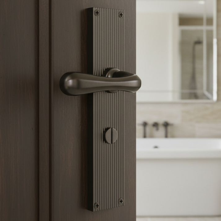 Charlbury Reeded Matt Bronze Bathroom Door Handles RR3030