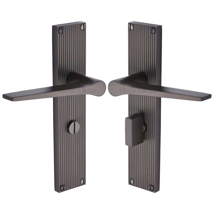 Gio Reeded Matt Bronze Bathroom Door Handles RR4730