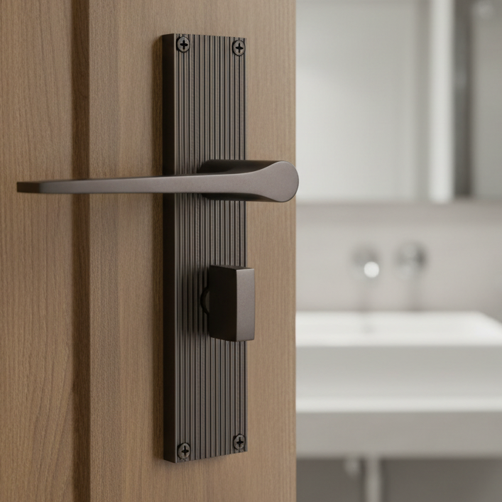 Gio Reeded Matt Bronze Bathroom Door Handles RR4730
