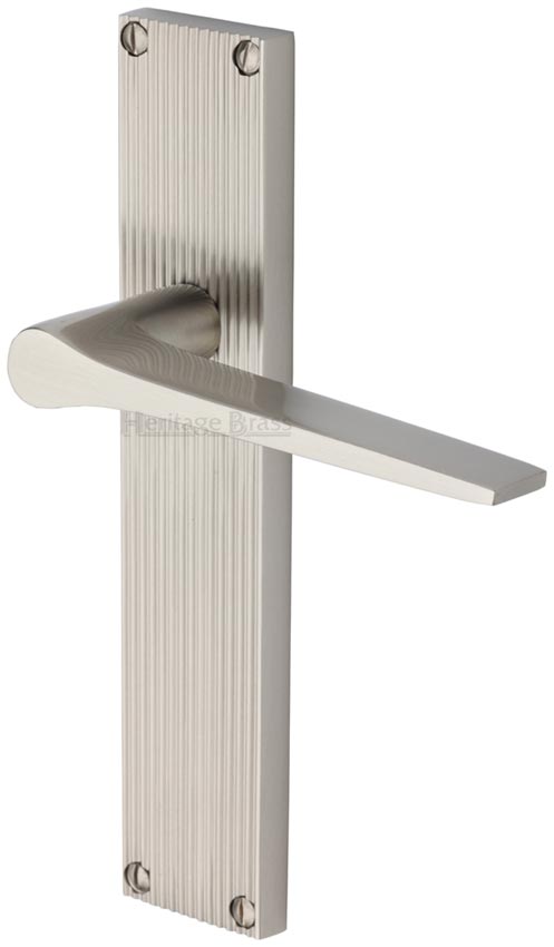 Gio Reeded Satin Nickel Latch Door Handles RR4710