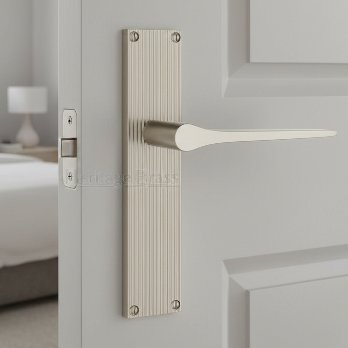 Gio Reeded Satin Nickel Latch Door Handles RR4710