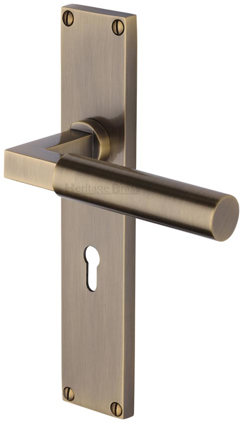 Heritage VT6300 Antique Brass Bauhaus Lock Handles