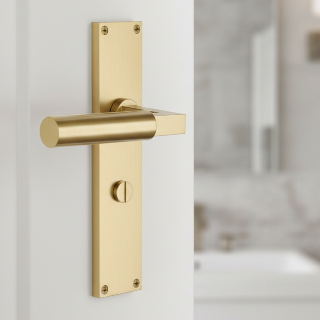 Heritage VT6330 Satin Brass Bauhaus Bathroom Handles