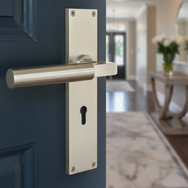 Heritage VT6300 Satin Nickel Bauhaus Lock Handles