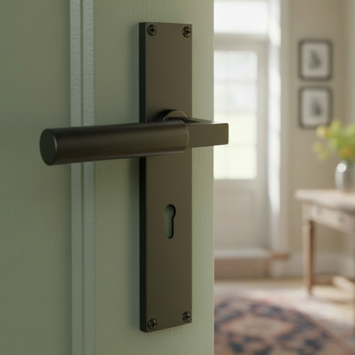 Heritage VT6300 Matt Black Bauhaus Lock Handles