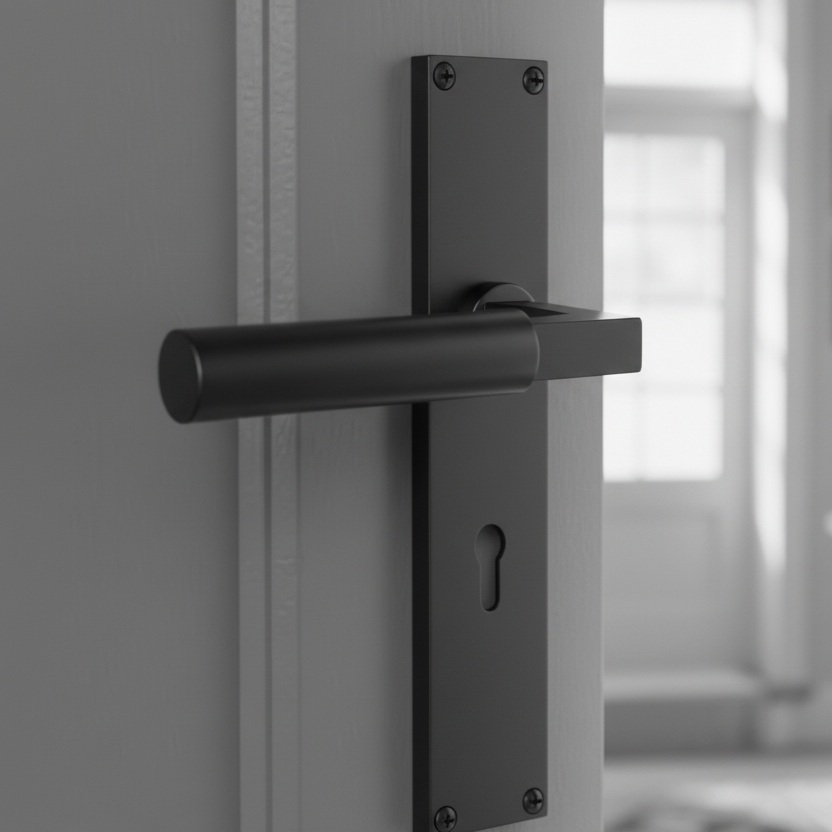 Heritage VT6300 Matt Black Bauhaus Lock Handles