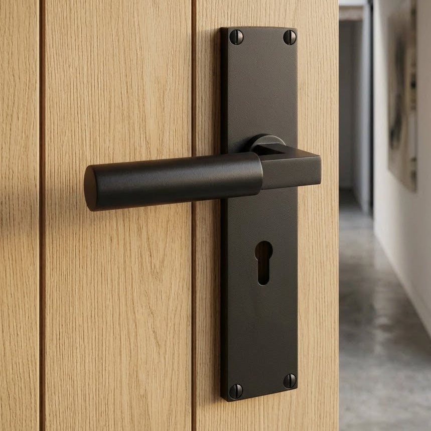 Heritage VT6300 Matt Black Bauhaus Lock Handles