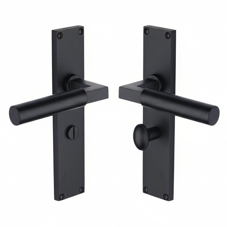 Heritage VT6330 Matt Black Bauhaus Bathroom Handles