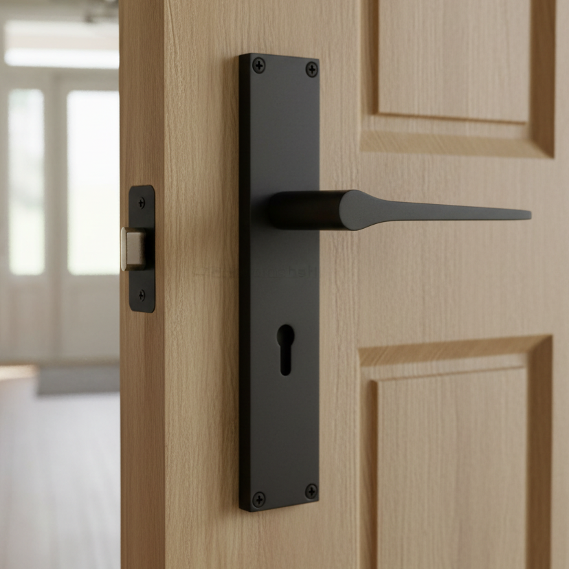 Gio Matt Black Keyhole Door Handles VT8100