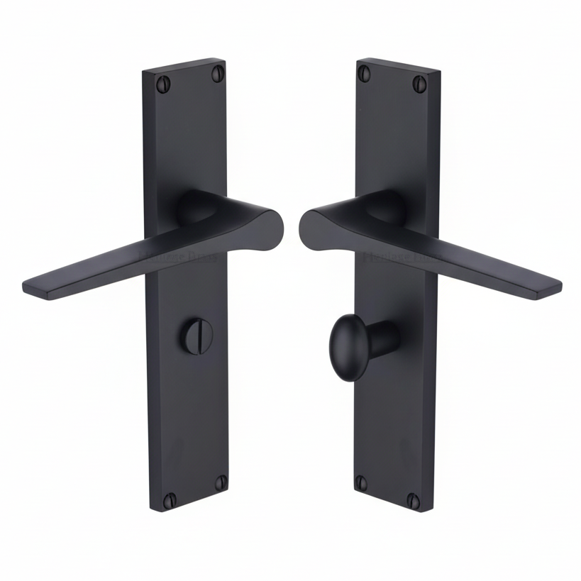Gio Matt Black Bathroom Door Handles VT8130