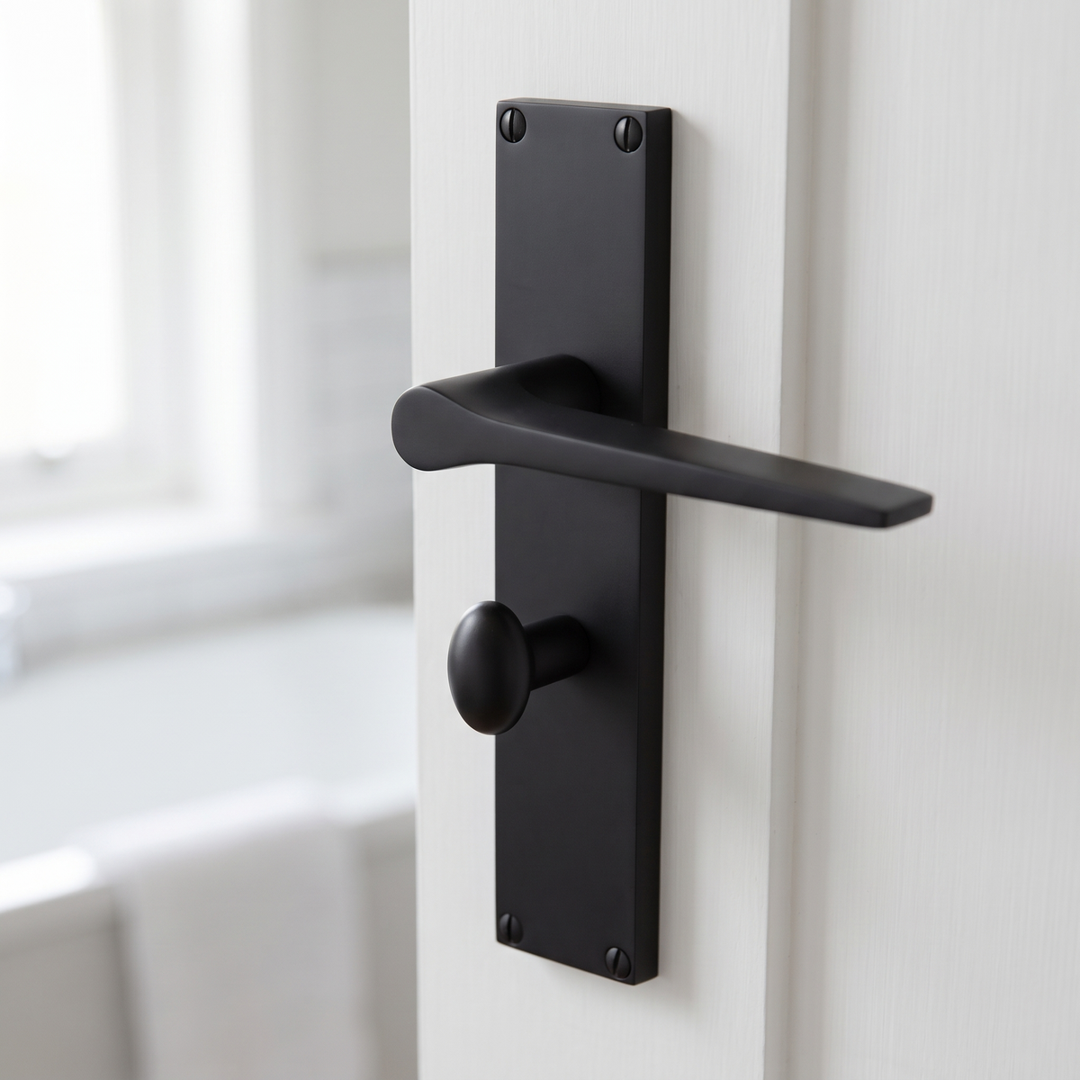 Gio Matt Black Bathroom Door Handles VT8130