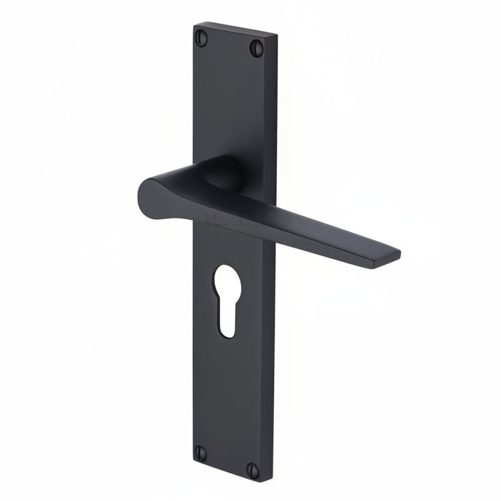 Gio Matt Black Euro Profile Door Handles VT8148