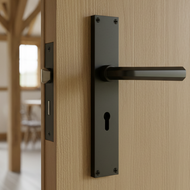 Octave Matt Black Keyhole Door Handles VT5900