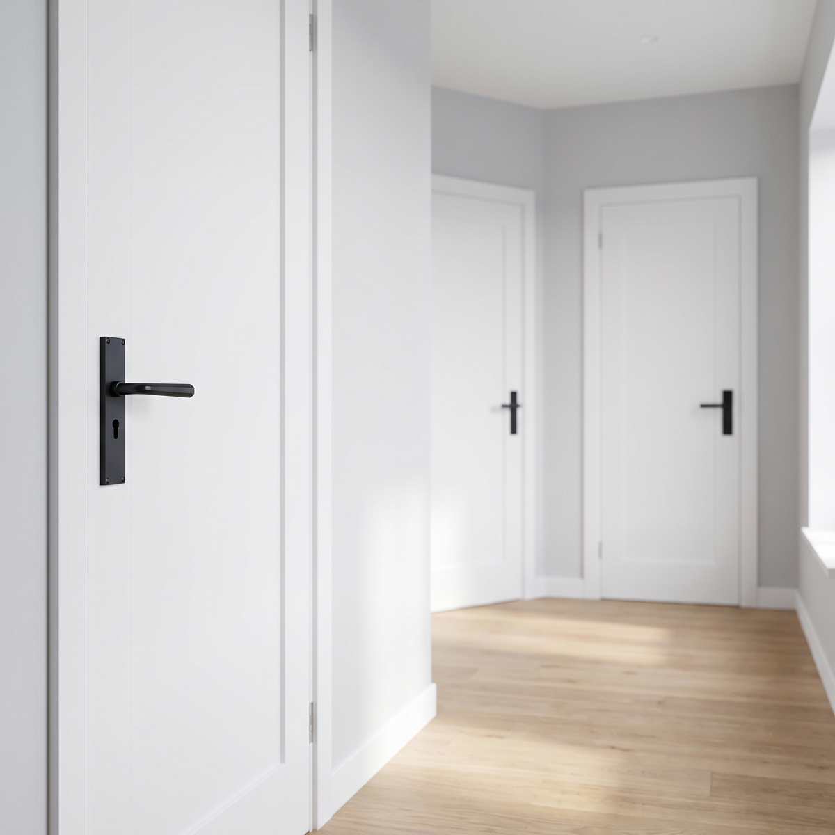 Octave Matt Black Keyhole Door Handles VT5900