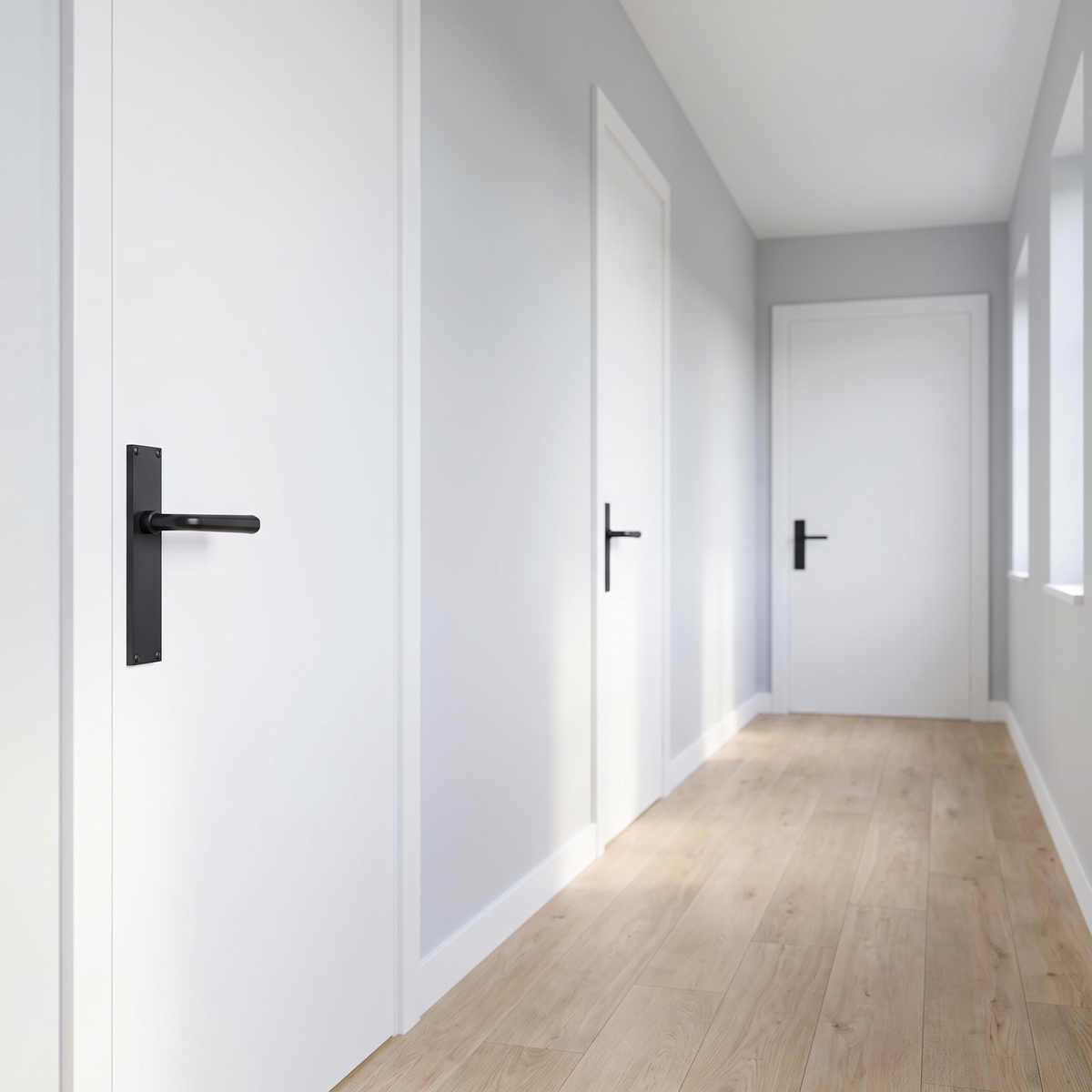 Octave Matt Black Latch Door Handles VT5910