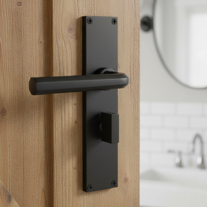 Octave Matt Black Bathroom Door Handles VT5930
