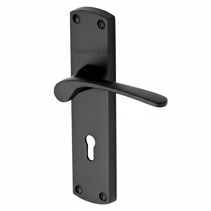 Heritage DIP7800 Matt Black Diplomat Lock Door Handles