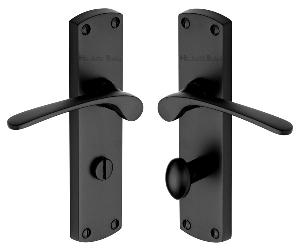 Heritage DIP7830 Matt Black Diplomat Bathroom Door Handles