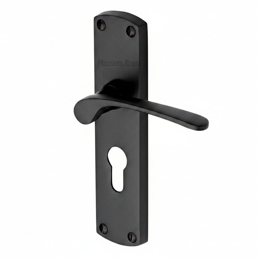 Heritage DIP7848 Matt Black Diplomat Euro Door Handles