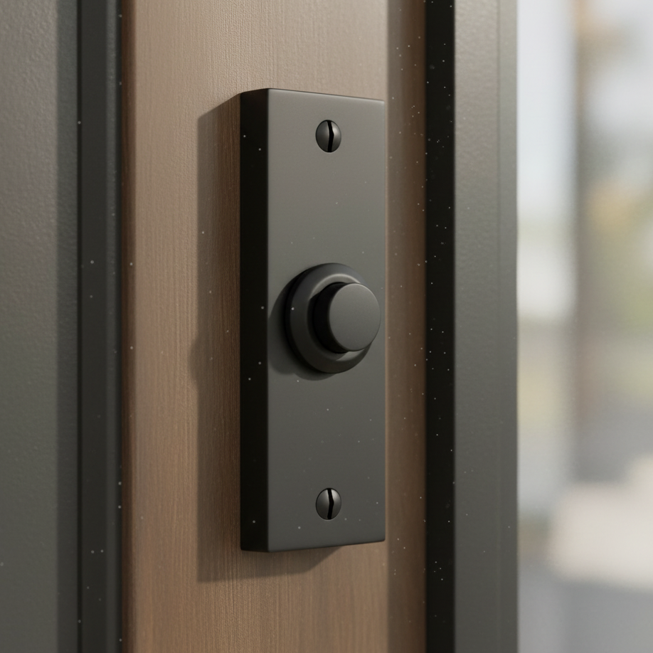 Heritage V1182 Matt Black Bell Push 76x25mm