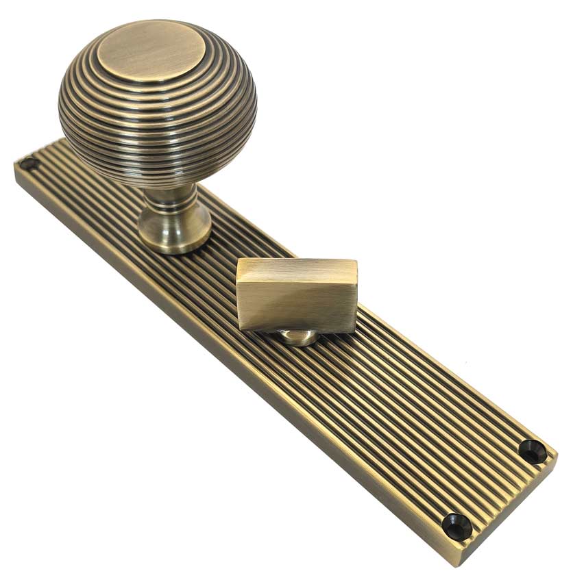 Antique Brass Beehive Mortice Knob on Bathroom Plate V9530-AT